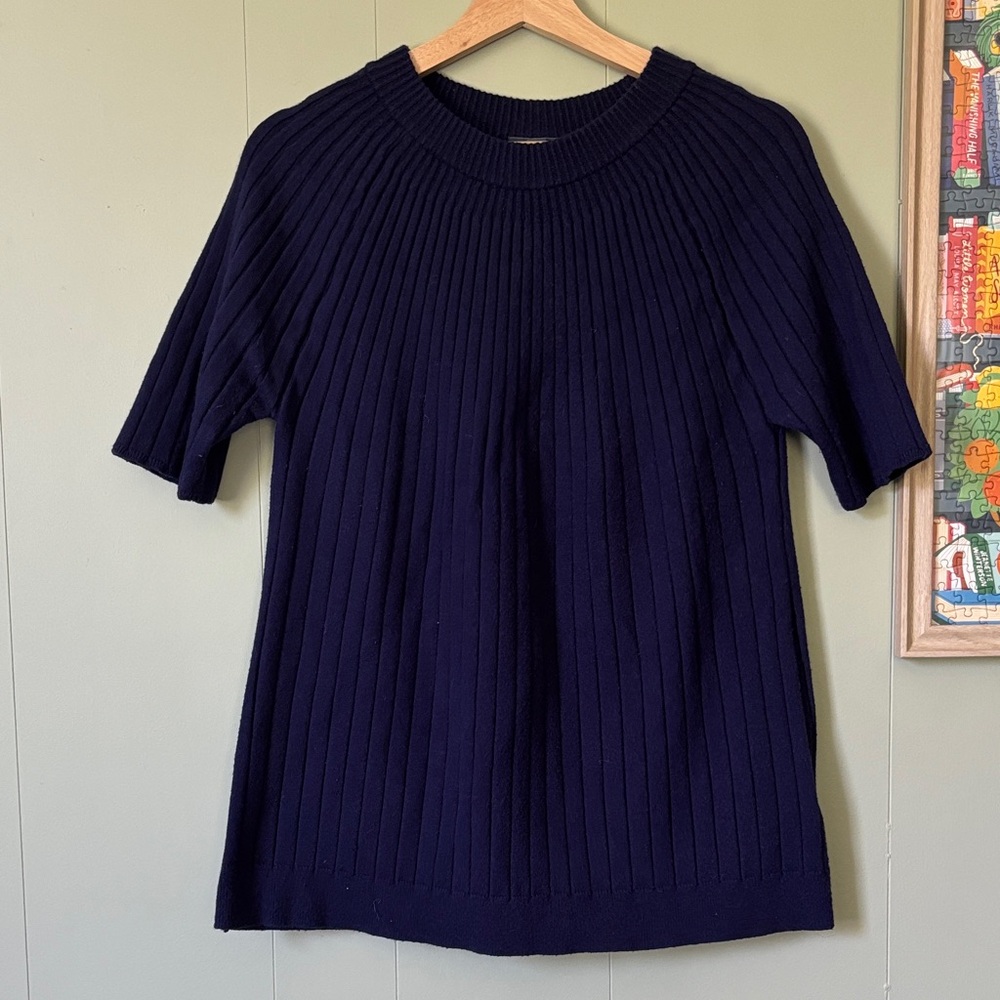 ModCloth Navy Ribbed Knit Women's Top
